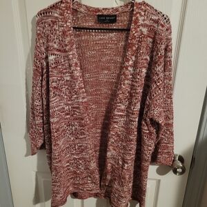 Lane Bryant Women's Marled Red and White Cardigan
